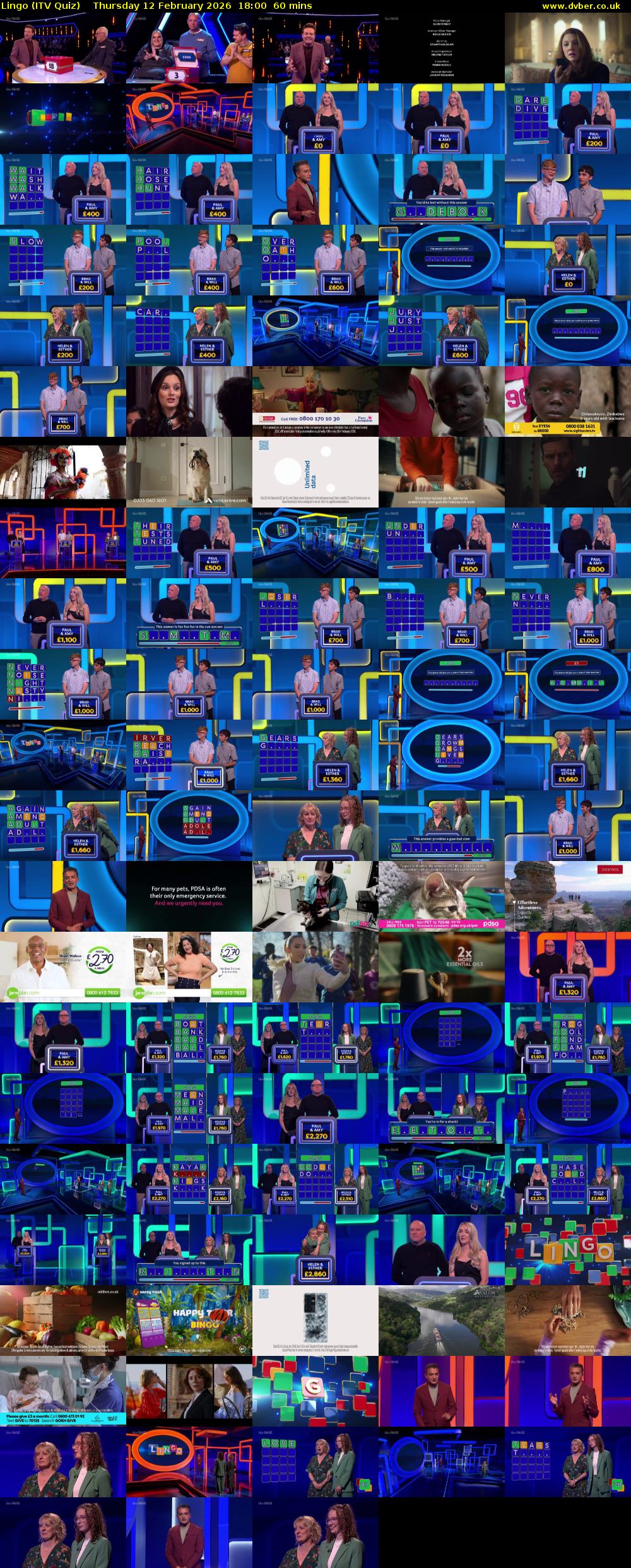 Lingo (ITV Quiz) Thursday 12 February 2026 18:00 - 19:00