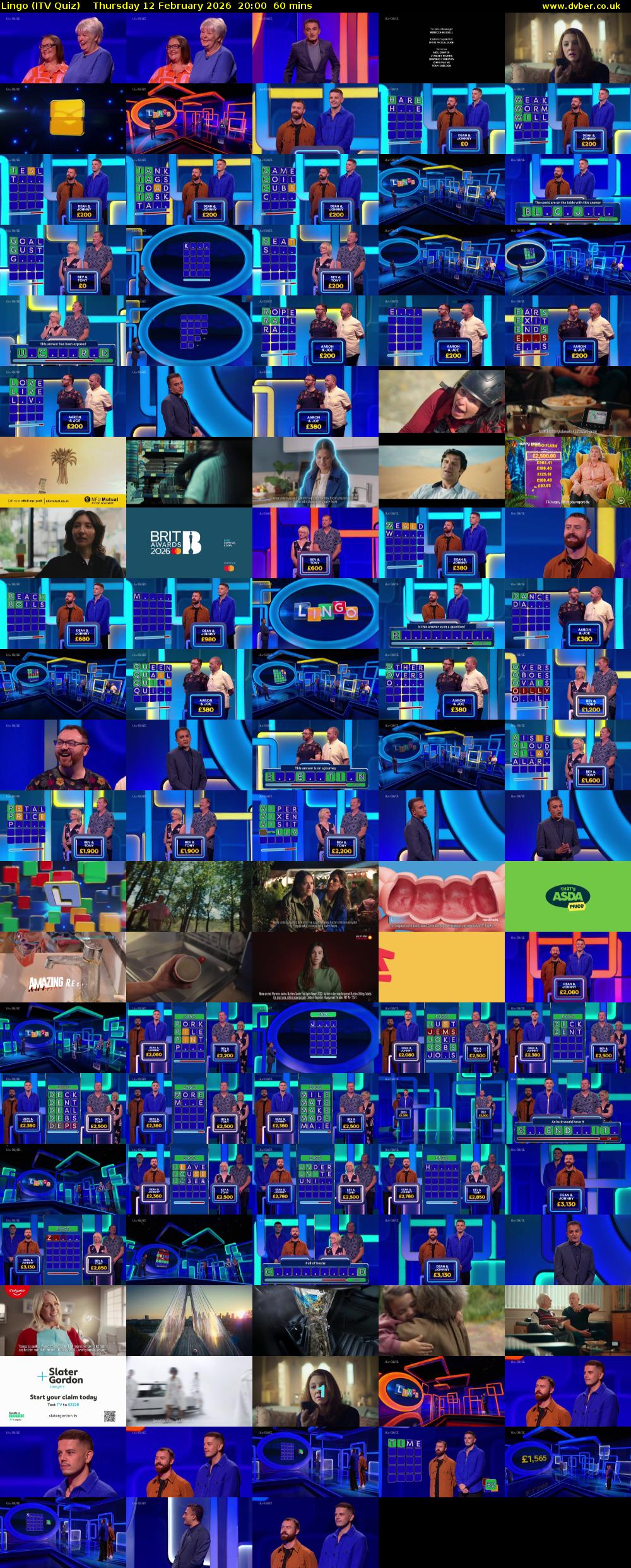 Lingo (ITV Quiz) Thursday 12 February 2026 20:00 - 21:00