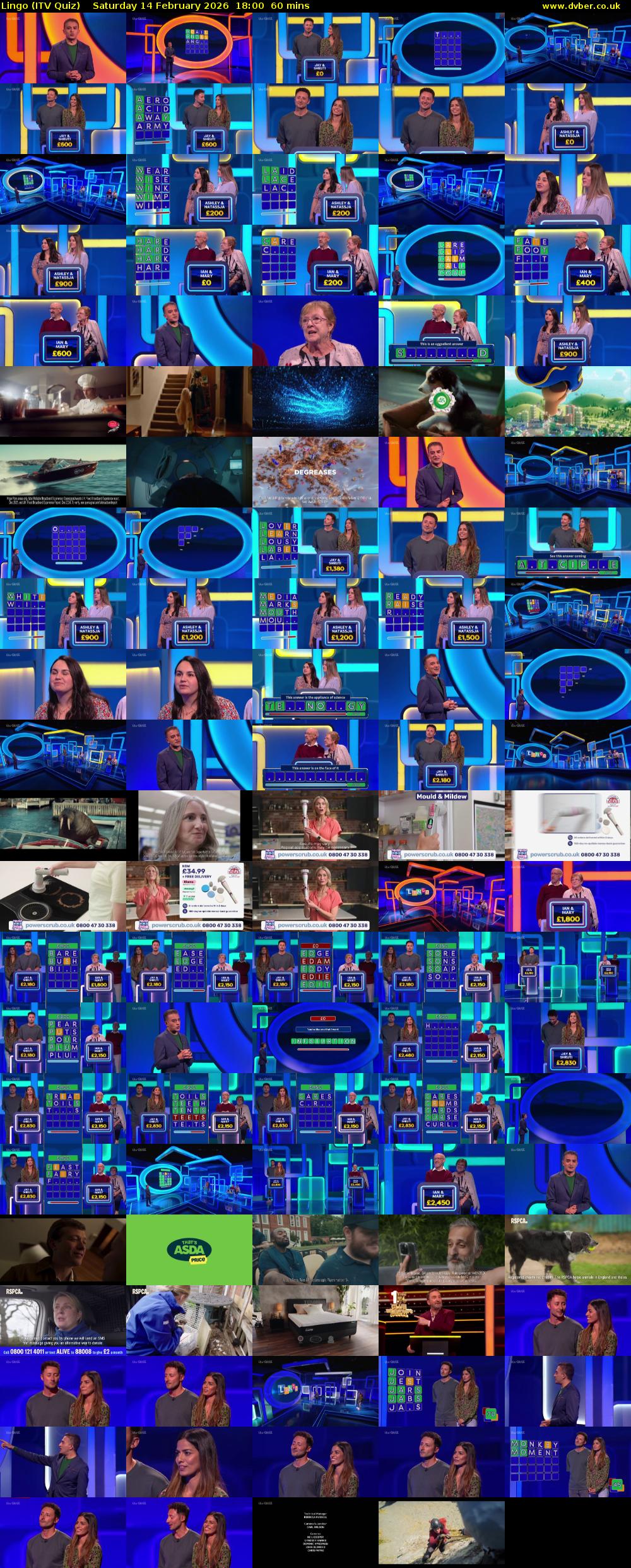 Lingo (ITV Quiz) Saturday 14 February 2026 18:00 - 19:00