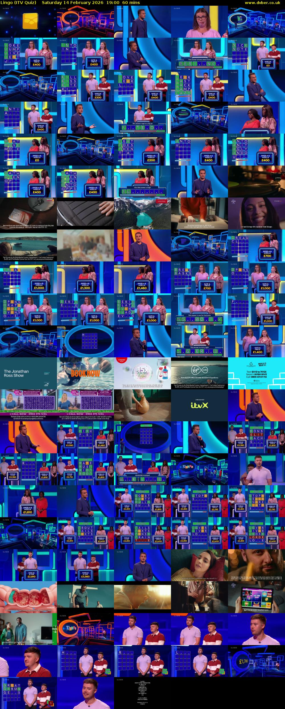 Lingo (ITV Quiz) Saturday 14 February 2026 19:00 - 20:00