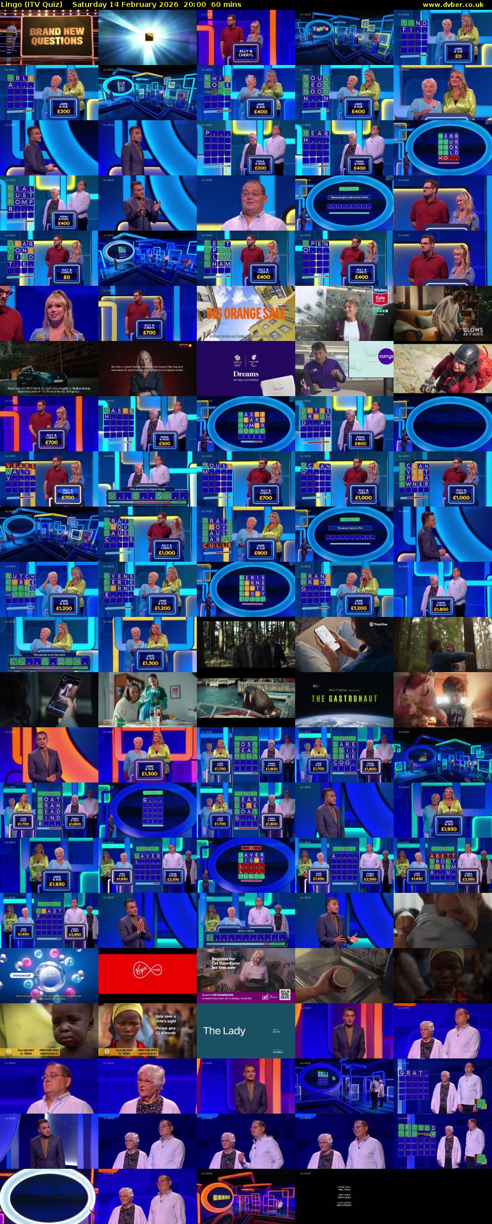 Lingo (ITV Quiz) Saturday 14 February 2026 20:00 - 21:00