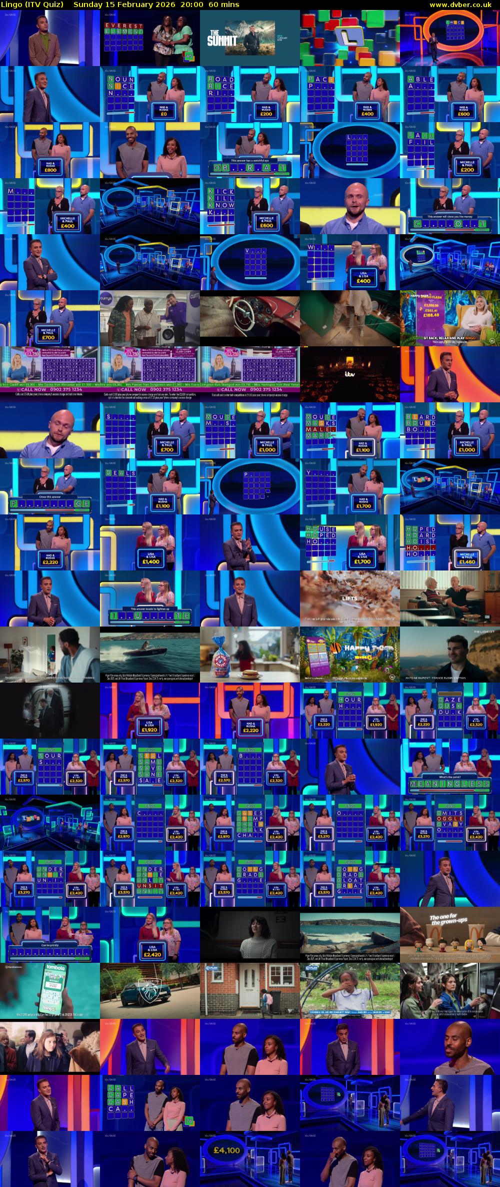 Lingo (ITV Quiz) Sunday 15 February 2026 20:00 - 21:00