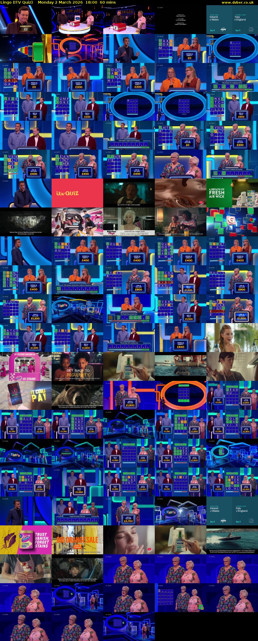 Lingo (ITV Quiz) Monday 2 March 2026 18:00 - 19:00