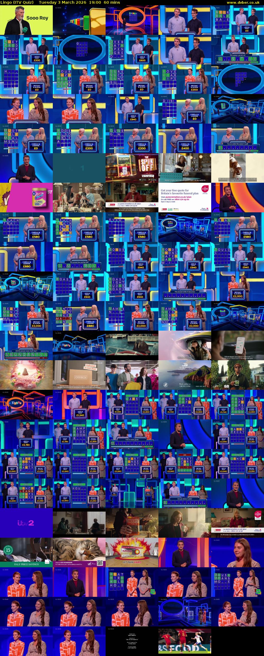 Lingo (ITV Quiz) Tuesday 3 March 2026 19:00 - 20:00