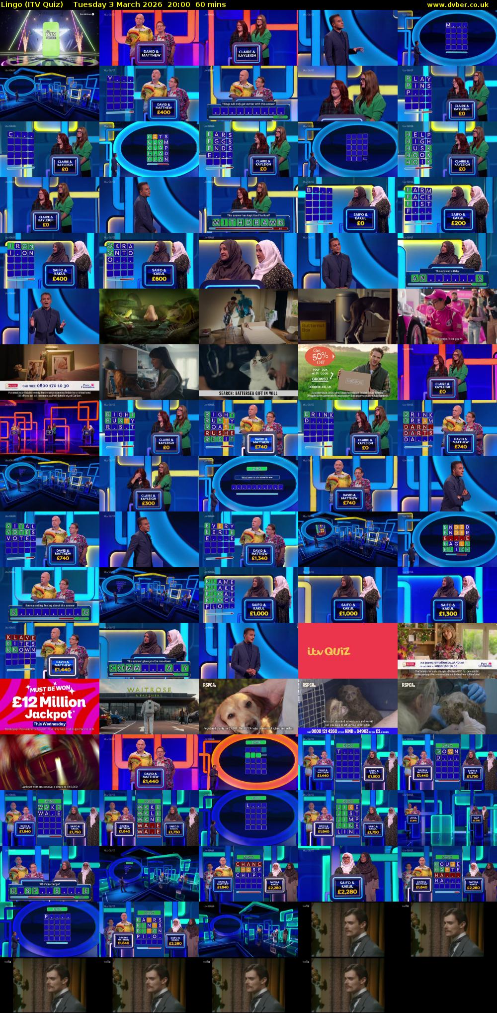 Lingo (ITV Quiz) Tuesday 3 March 2026 20:00 - 21:00