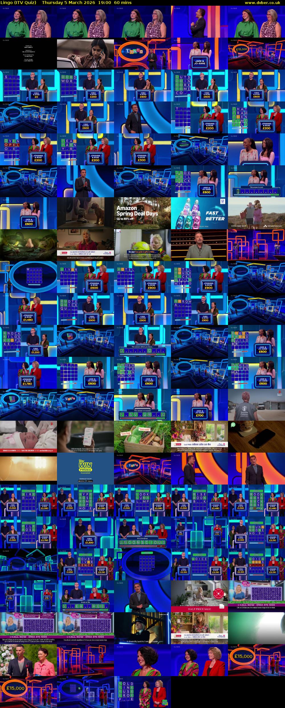 Lingo (ITV Quiz) Thursday 5 March 2026 19:00 - 20:00