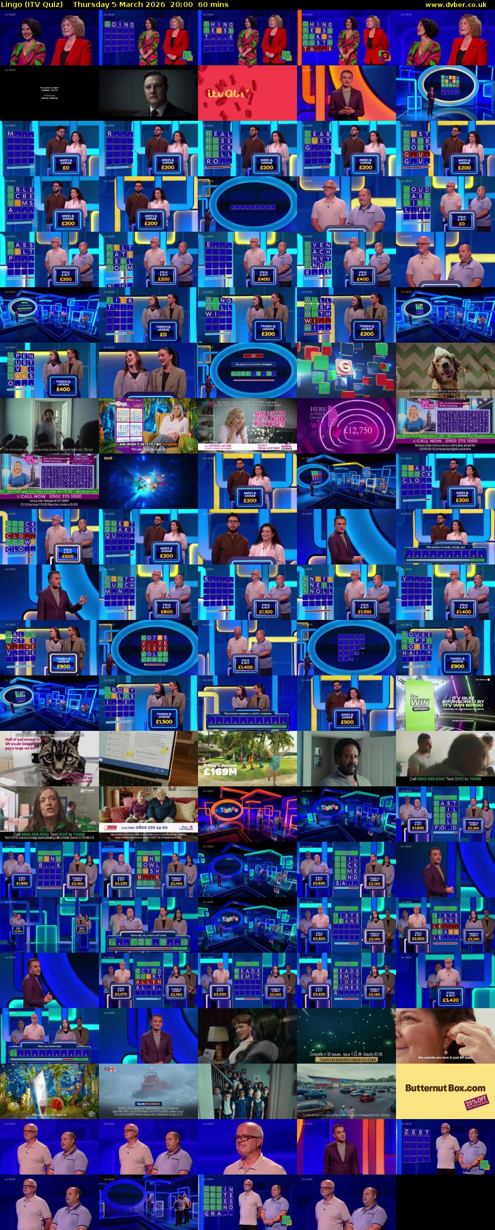 Lingo (ITV Quiz) Thursday 5 March 2026 20:00 - 21:00