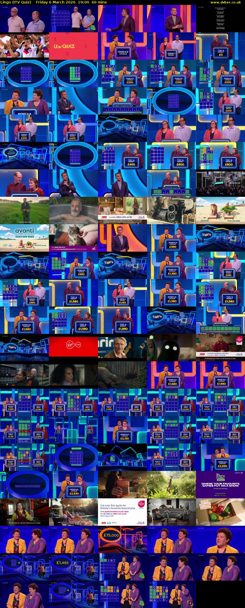 Lingo (ITV Quiz) Friday 6 March 2026 19:00 - 20:00