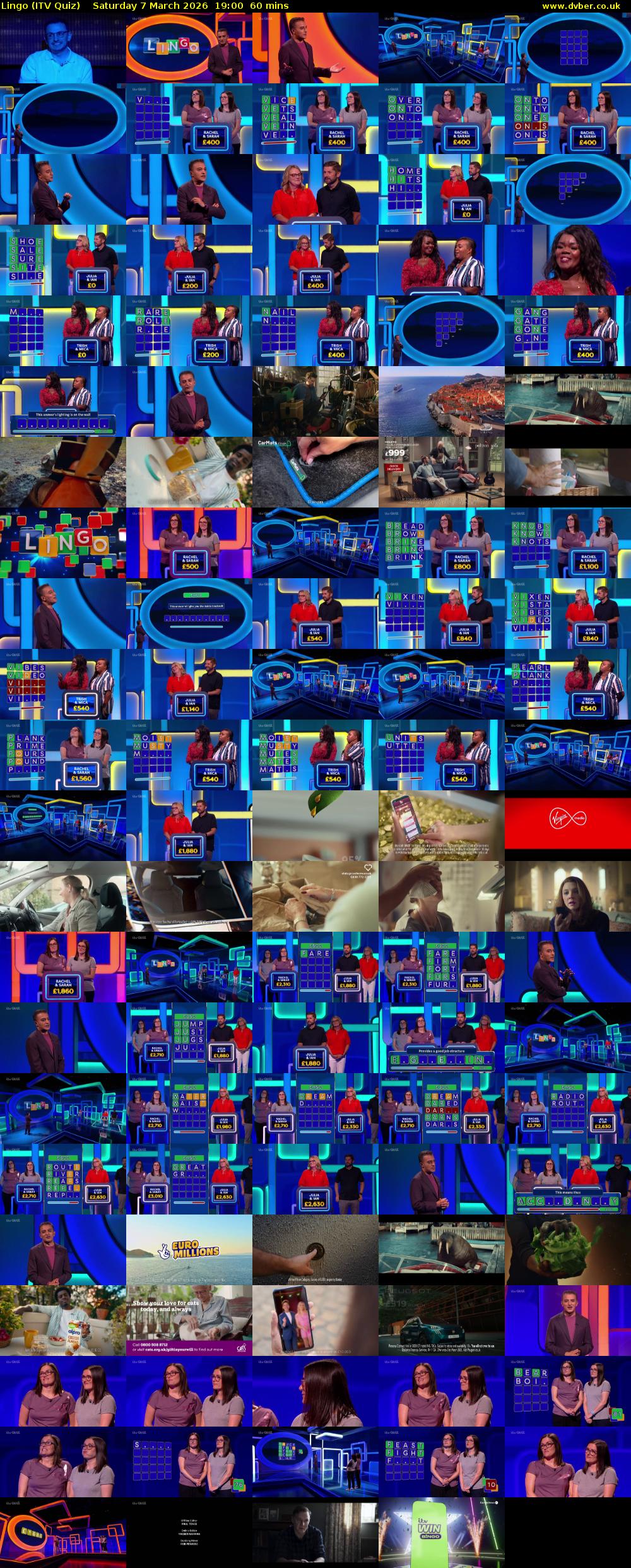 Lingo (ITV Quiz) Saturday 7 March 2026 19:00 - 20:00