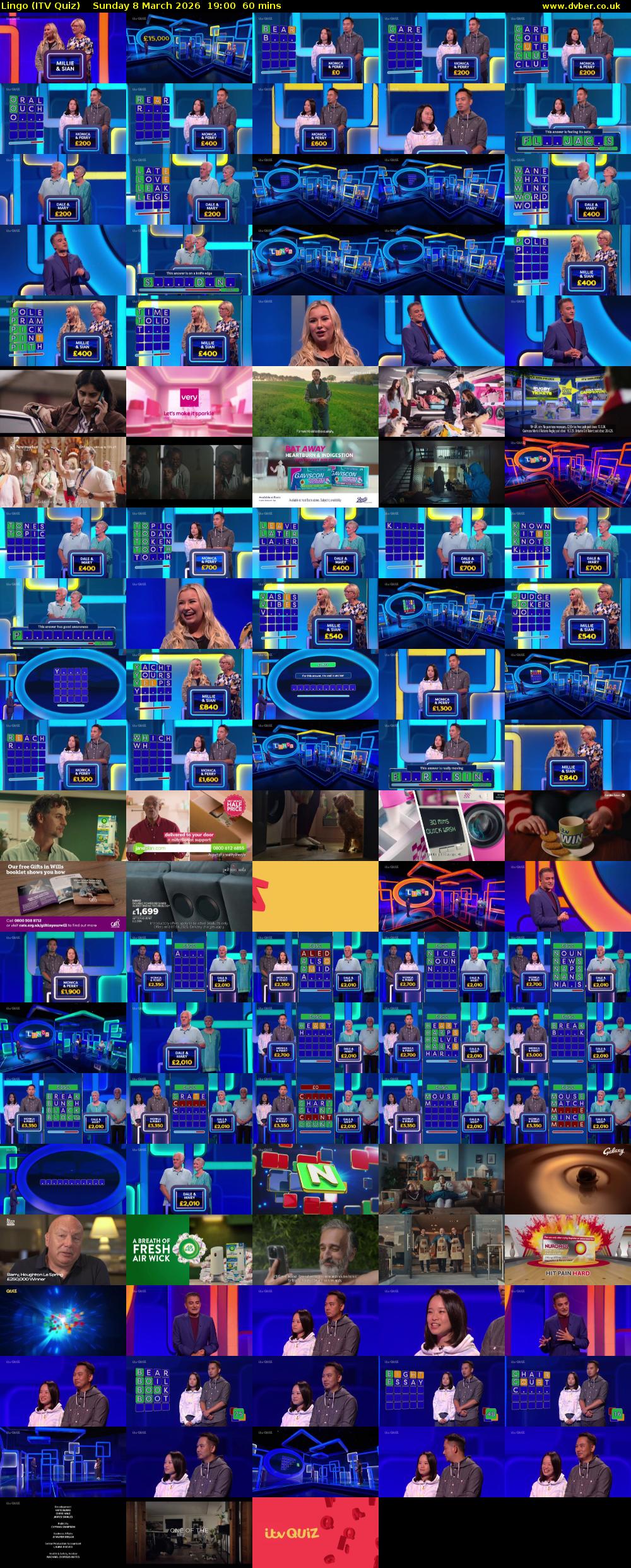 Lingo (ITV Quiz) Sunday 8 March 2026 19:00 - 20:00