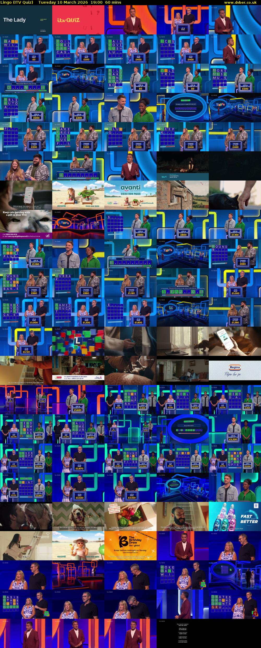 Lingo (ITV Quiz) Tuesday 10 March 2026 19:00 - 20:00