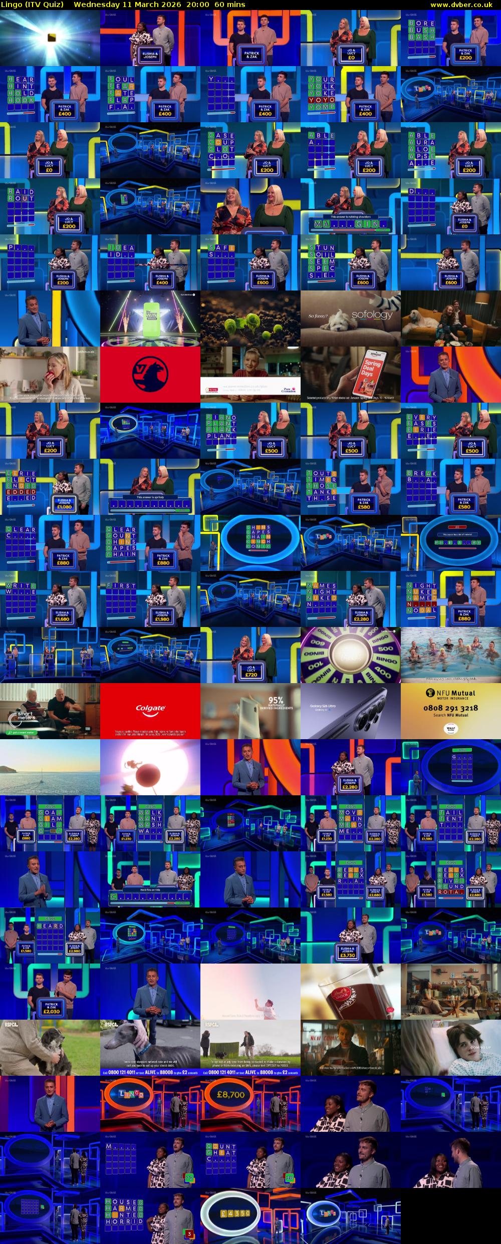 Lingo (ITV Quiz) Wednesday 11 March 2026 20:00 - 21:00