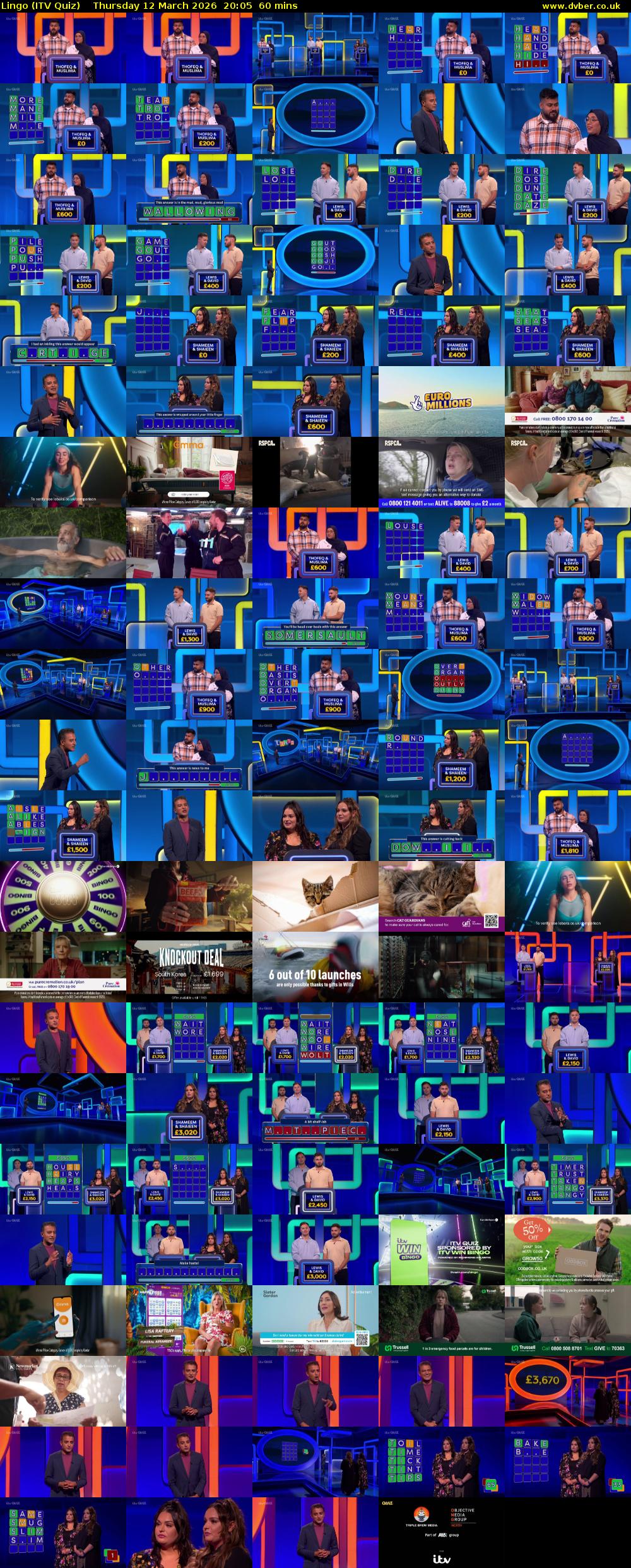 Lingo (ITV Quiz) Thursday 12 March 2026 20:05 - 21:05