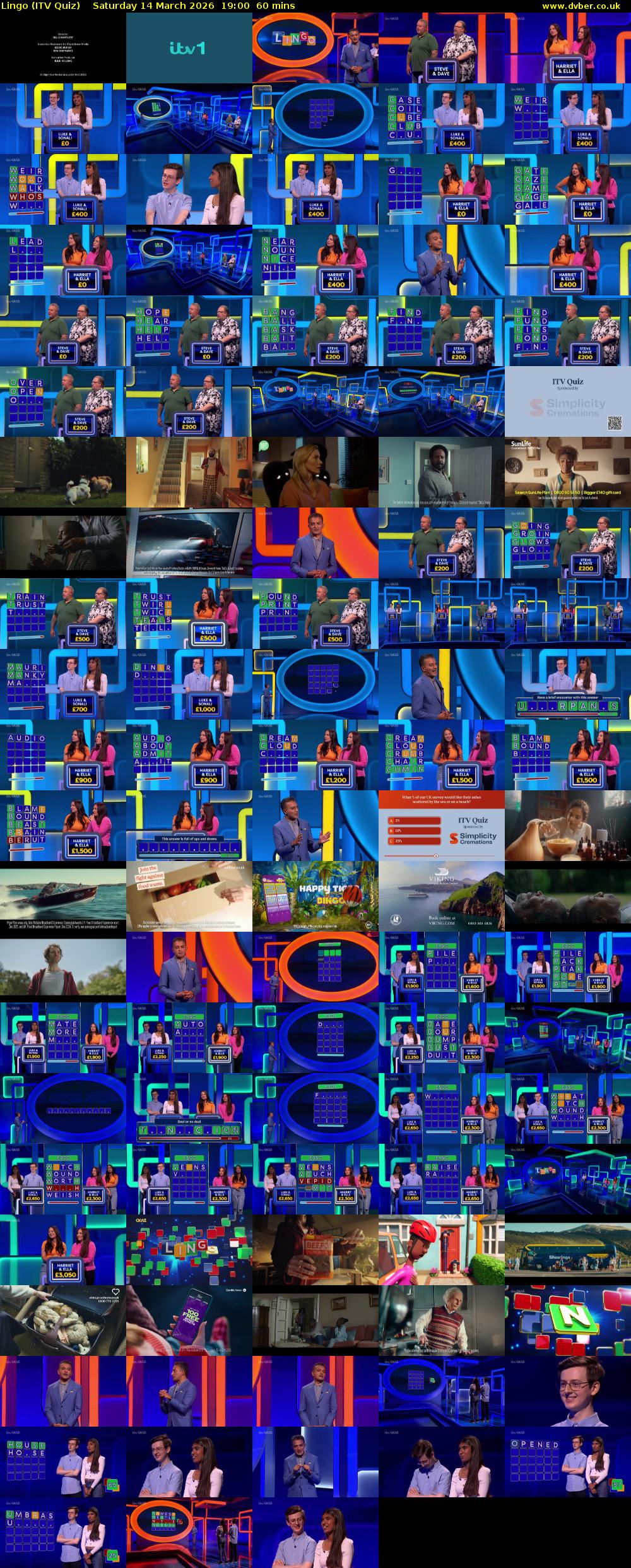 Lingo (ITV Quiz) Saturday 14 March 2026 19:00 - 20:00