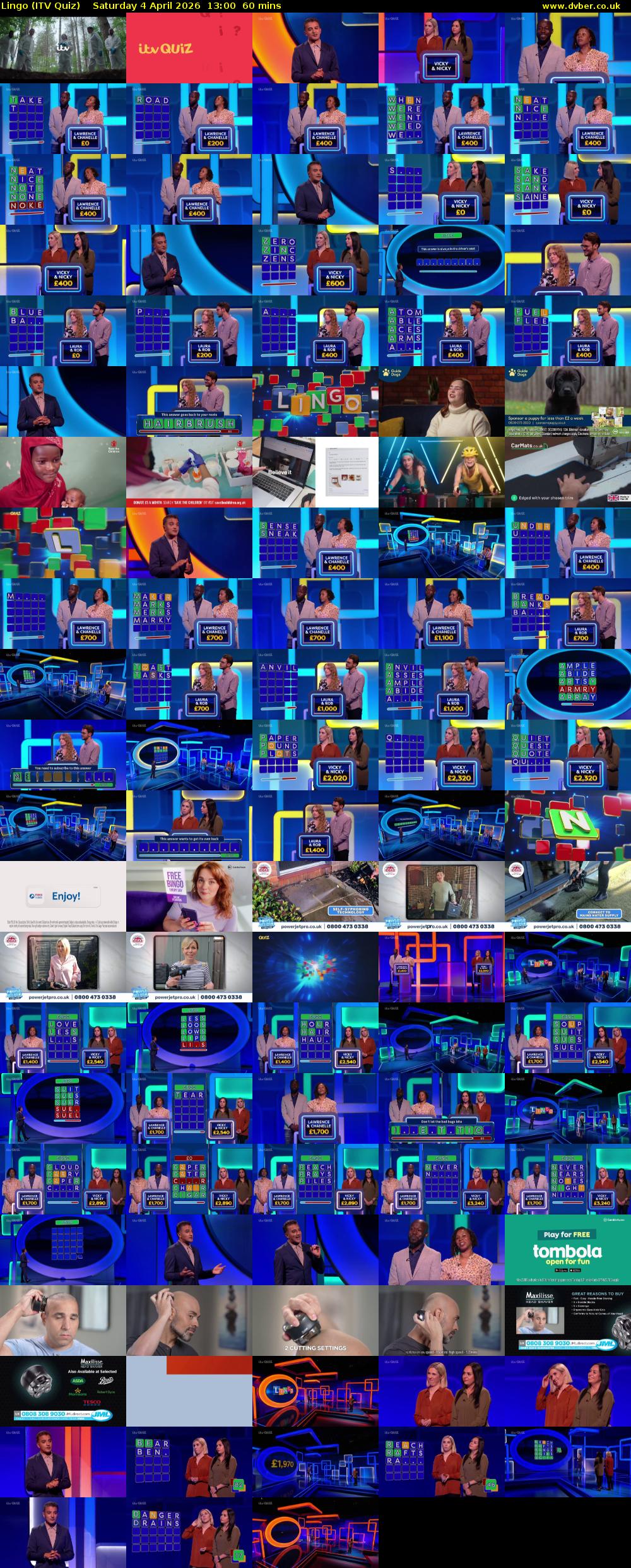 Lingo (ITV Quiz) Saturday 4 April 2026 13:00 - 14:00