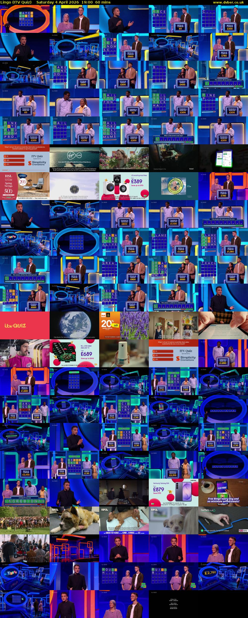 Lingo (ITV Quiz) Saturday 4 April 2026 19:00 - 20:00