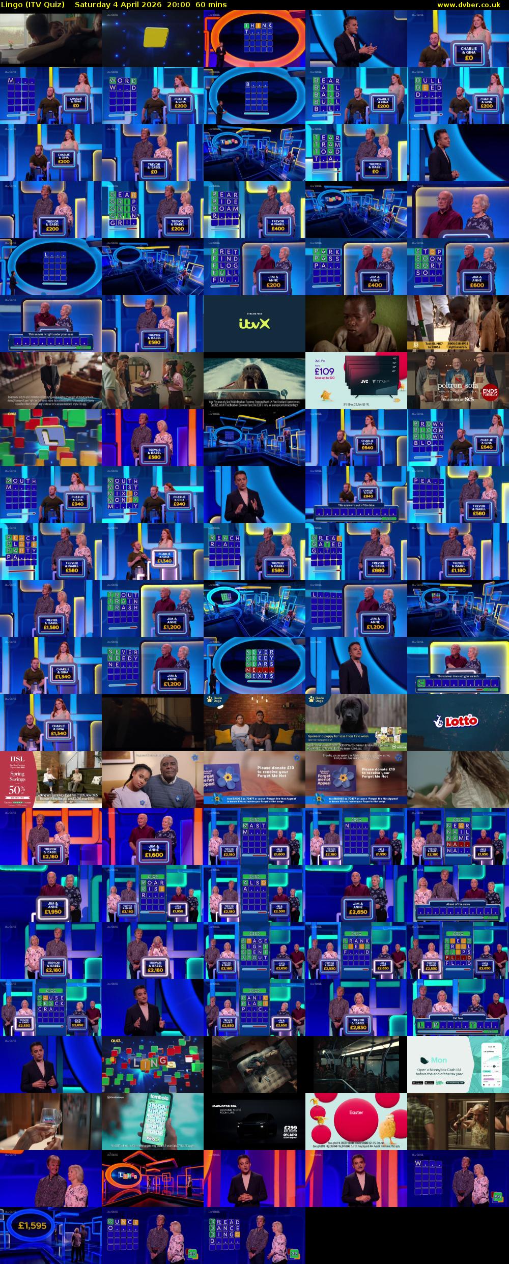Lingo (ITV Quiz) Saturday 4 April 2026 20:00 - 21:00