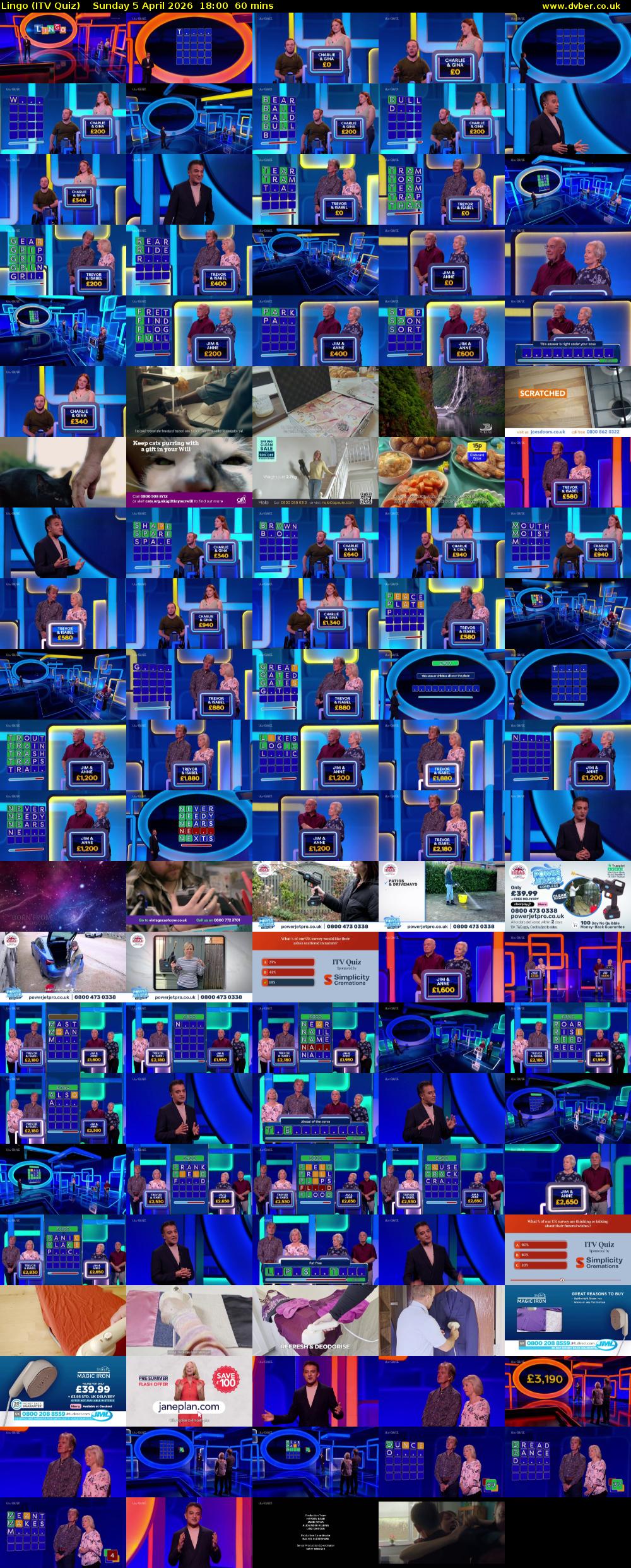 Lingo (ITV Quiz) Sunday 5 April 2026 18:00 - 19:00