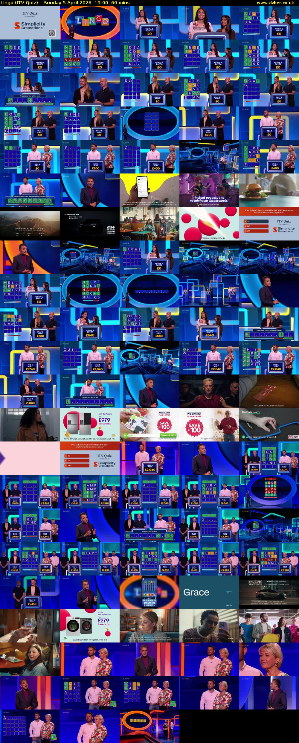 Lingo (ITV Quiz) Sunday 5 April 2026 19:00 - 20:00