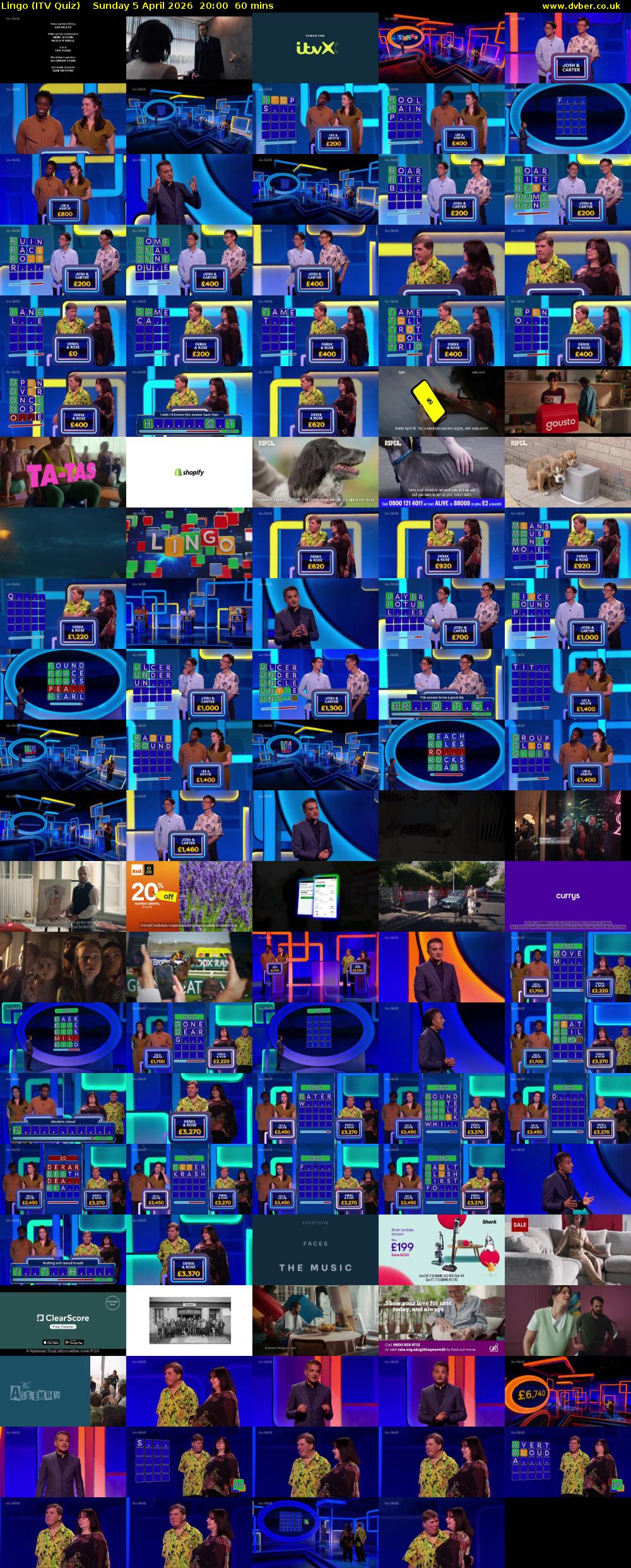 Lingo (ITV Quiz) Sunday 5 April 2026 20:00 - 21:00