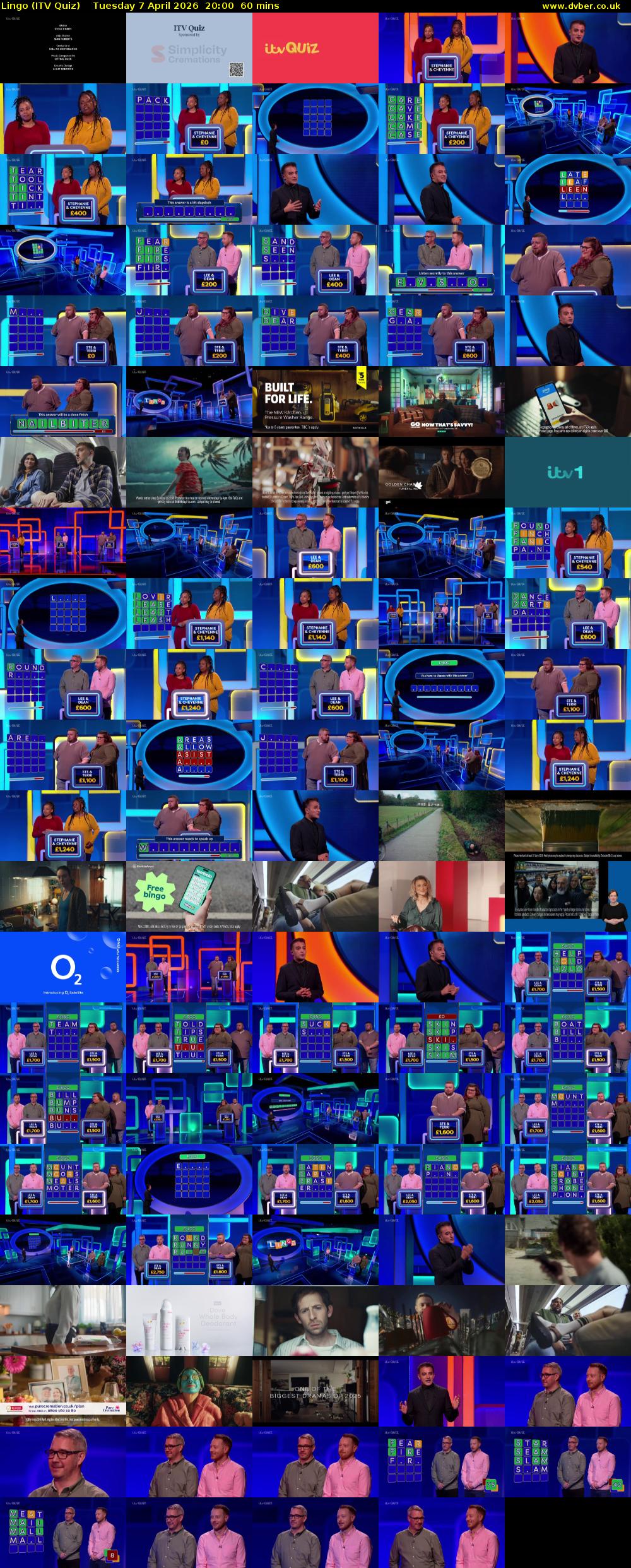 Lingo (ITV Quiz) Tuesday 7 April 2026 20:00 - 21:00