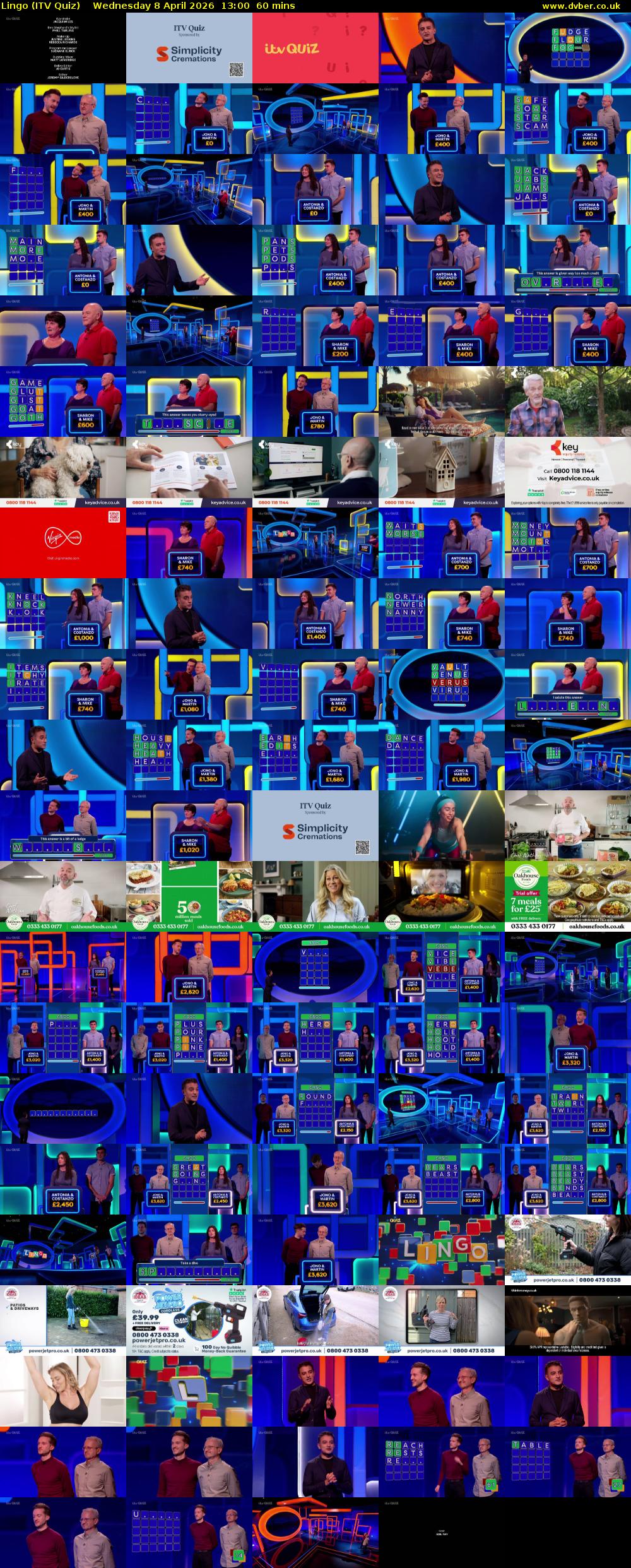 Lingo (ITV Quiz) Wednesday 8 April 2026 13:00 - 14:00
