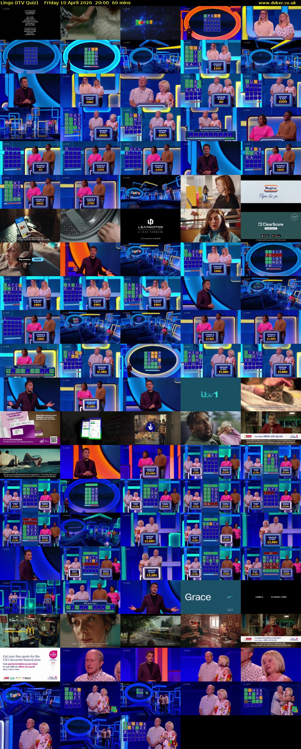 Lingo (ITV Quiz) Friday 10 April 2026 20:00 - 21:00