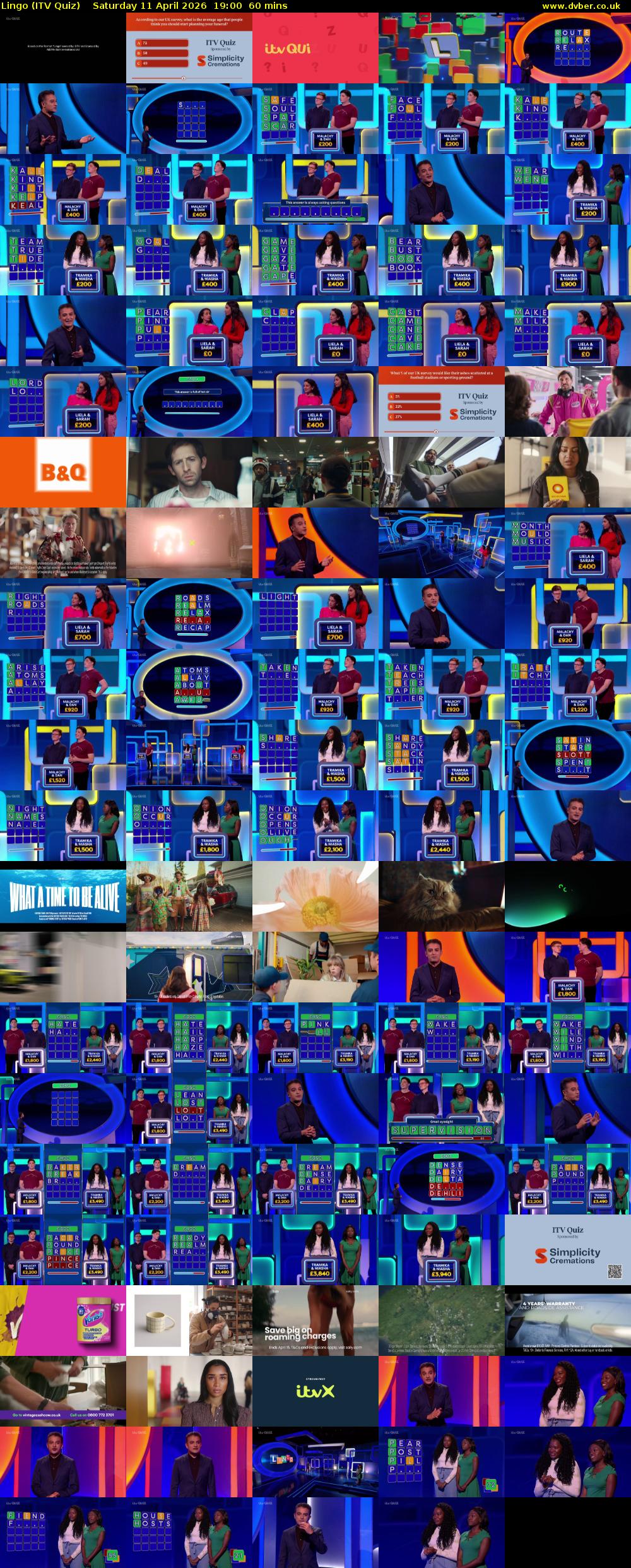 Lingo (ITV Quiz) Saturday 11 April 2026 19:00 - 20:00
