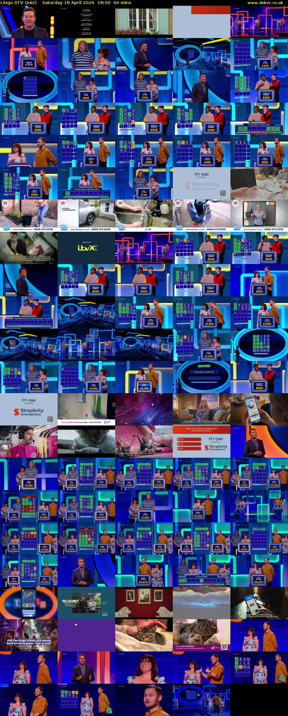 Lingo (ITV Quiz) Saturday 18 April 2026 18:00 - 19:00