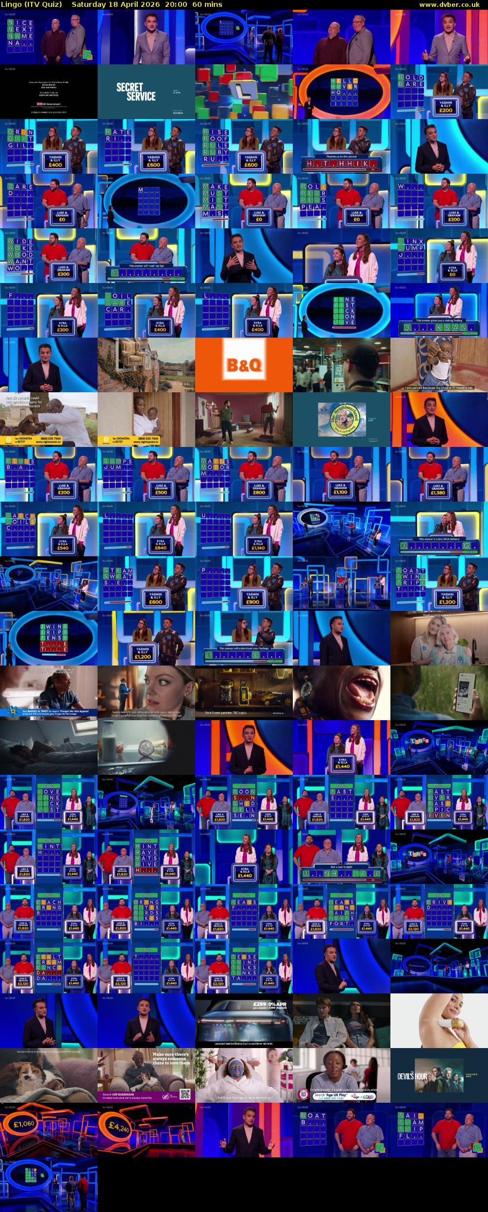 Lingo (ITV Quiz) Saturday 18 April 2026 20:00 - 21:00