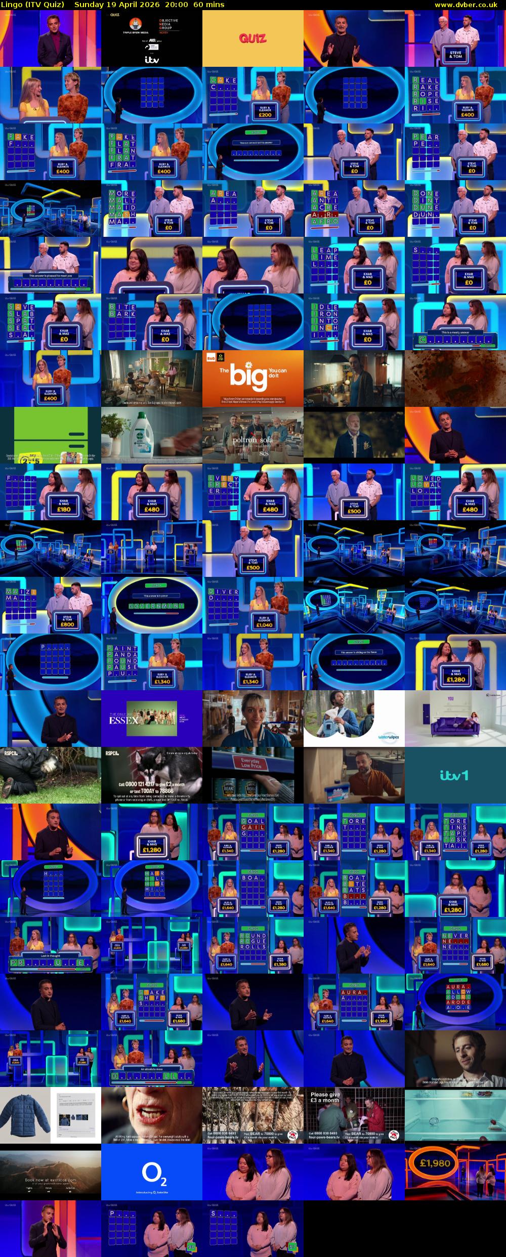 Lingo (ITV Quiz) Sunday 19 April 2026 20:00 - 21:00