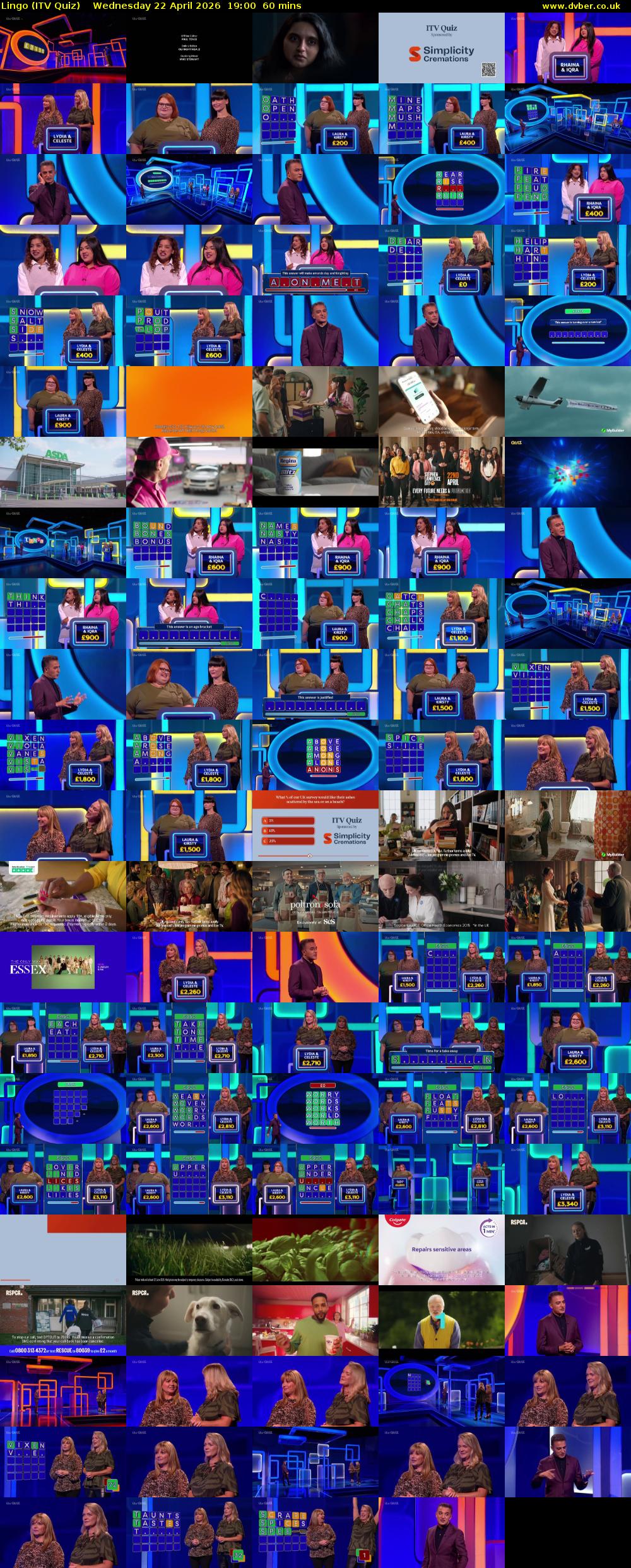 Lingo (ITV Quiz) Wednesday 22 April 2026 19:00 - 20:00
