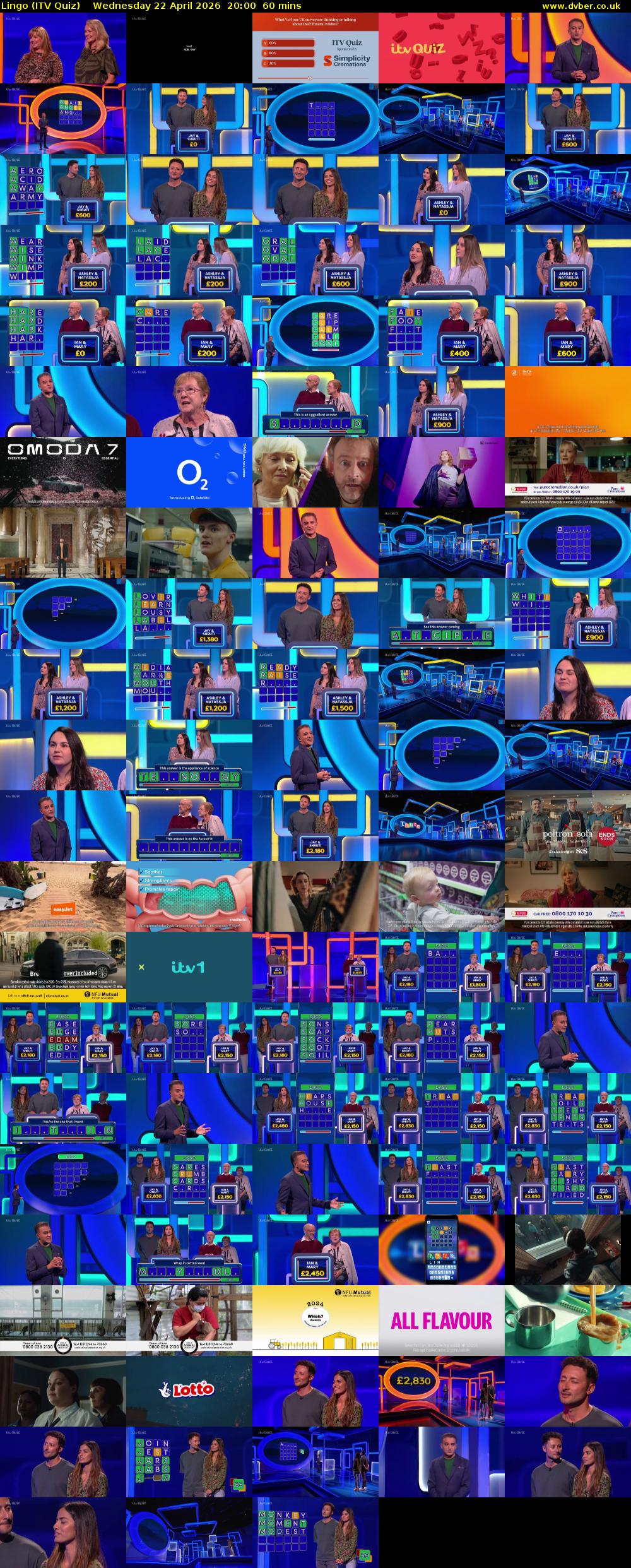 Lingo (ITV Quiz) Wednesday 22 April 2026 20:00 - 21:00