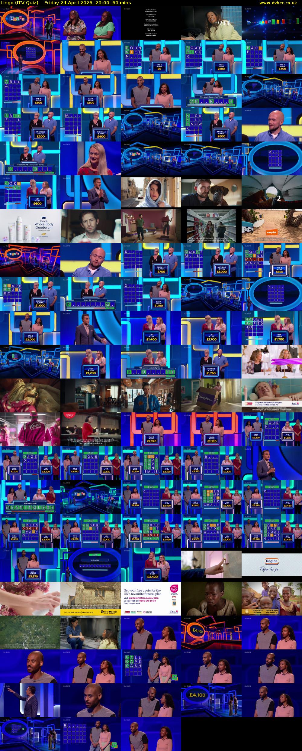Lingo (ITV Quiz) Friday 24 April 2026 20:00 - 21:00