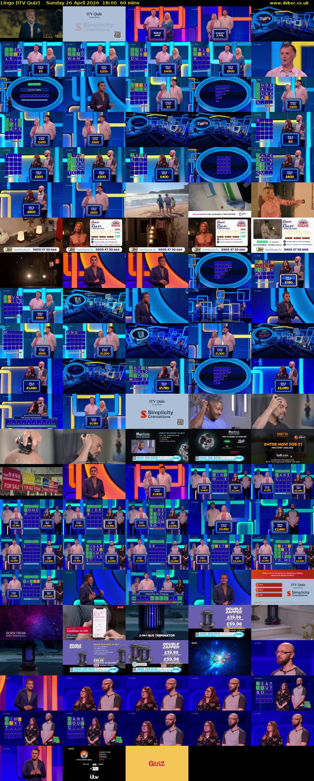 Lingo (ITV Quiz) Sunday 26 April 2026 18:00 - 19:00