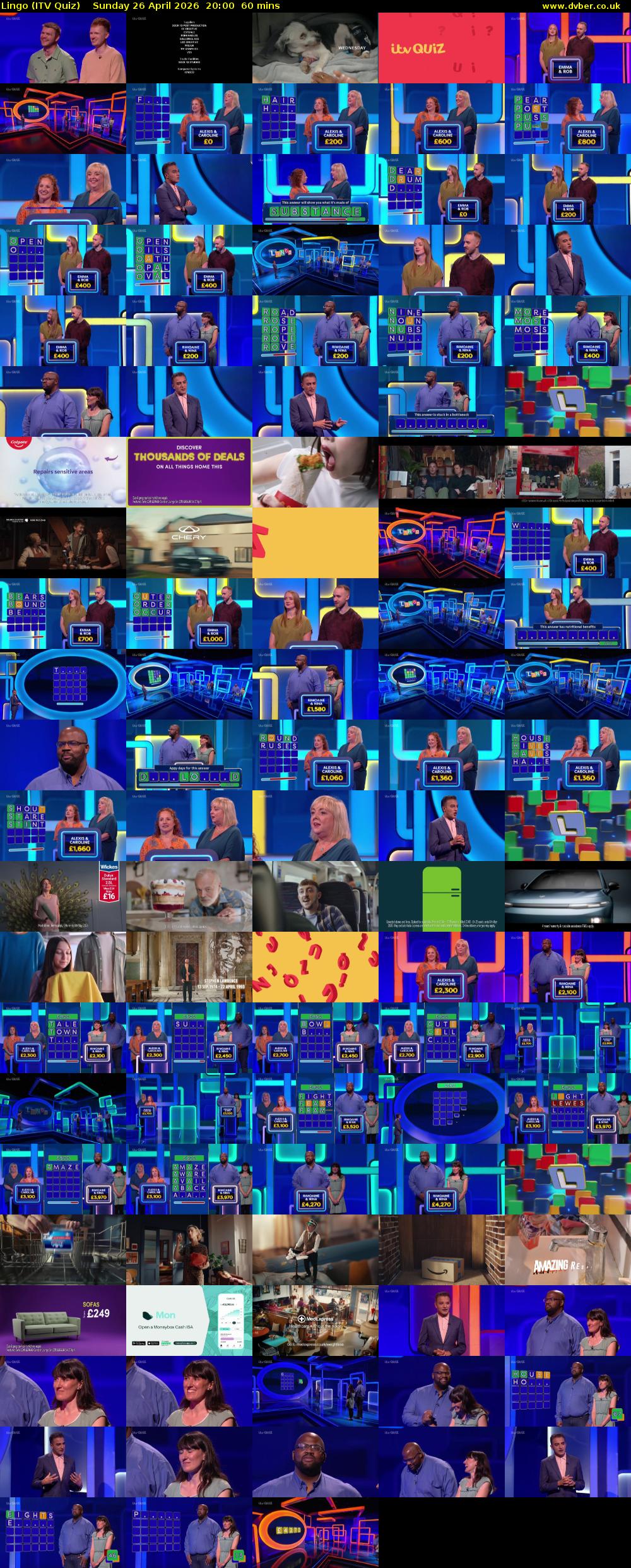 Lingo (ITV Quiz) Sunday 26 April 2026 20:00 - 21:00
