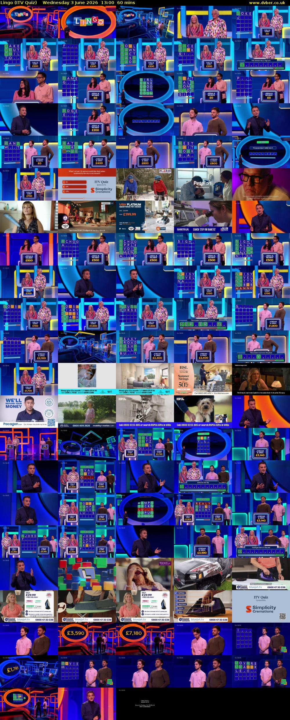 Lingo (ITV Quiz) Wednesday 3 June 2026 13:00 - 14:00
