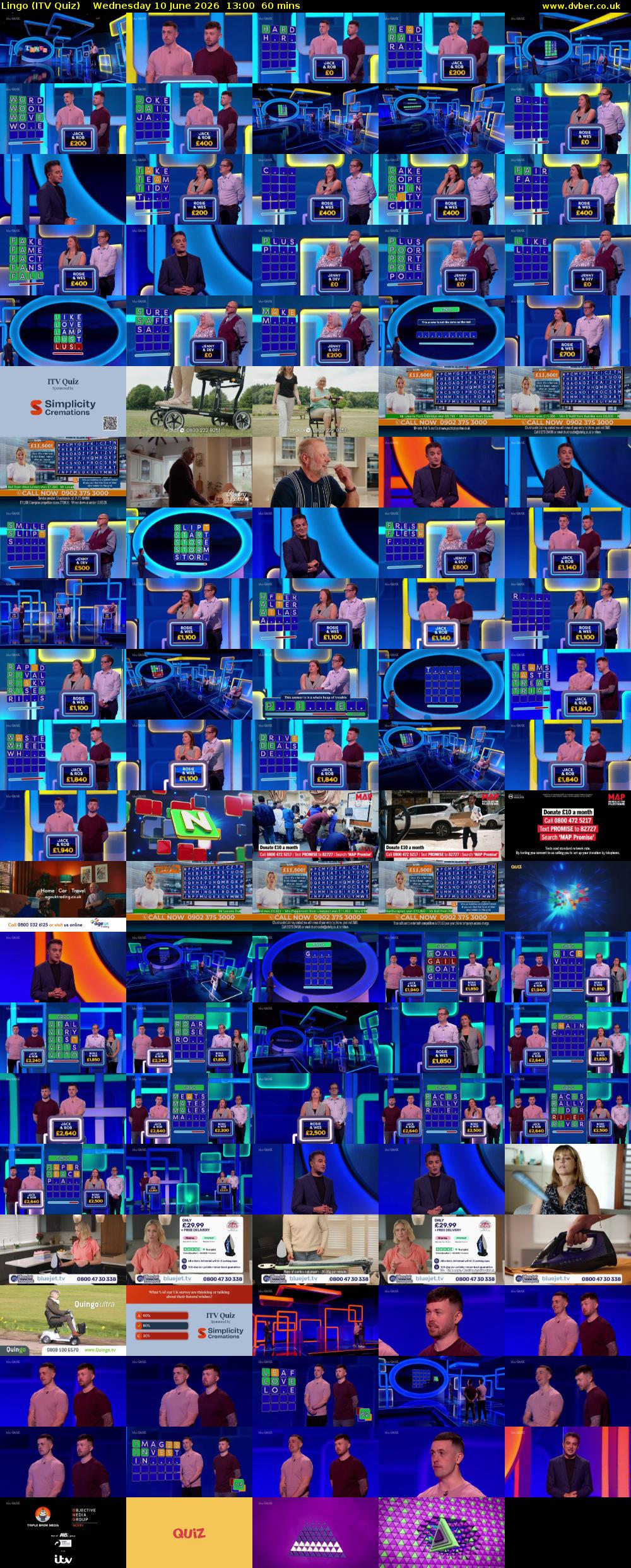 Lingo (ITV Quiz) Wednesday 10 June 2026 13:00 - 14:00