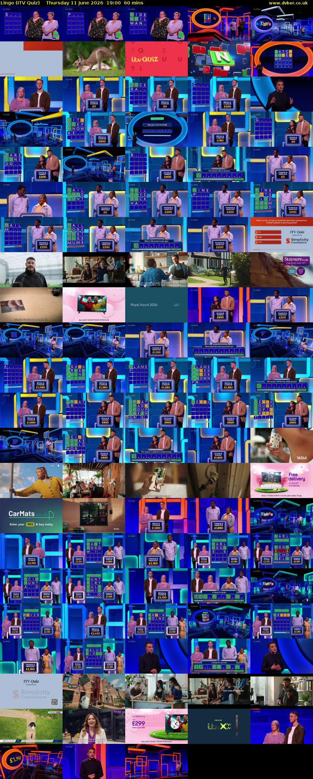 Lingo (ITV Quiz) Thursday 11 June 2026 19:00 - 20:00