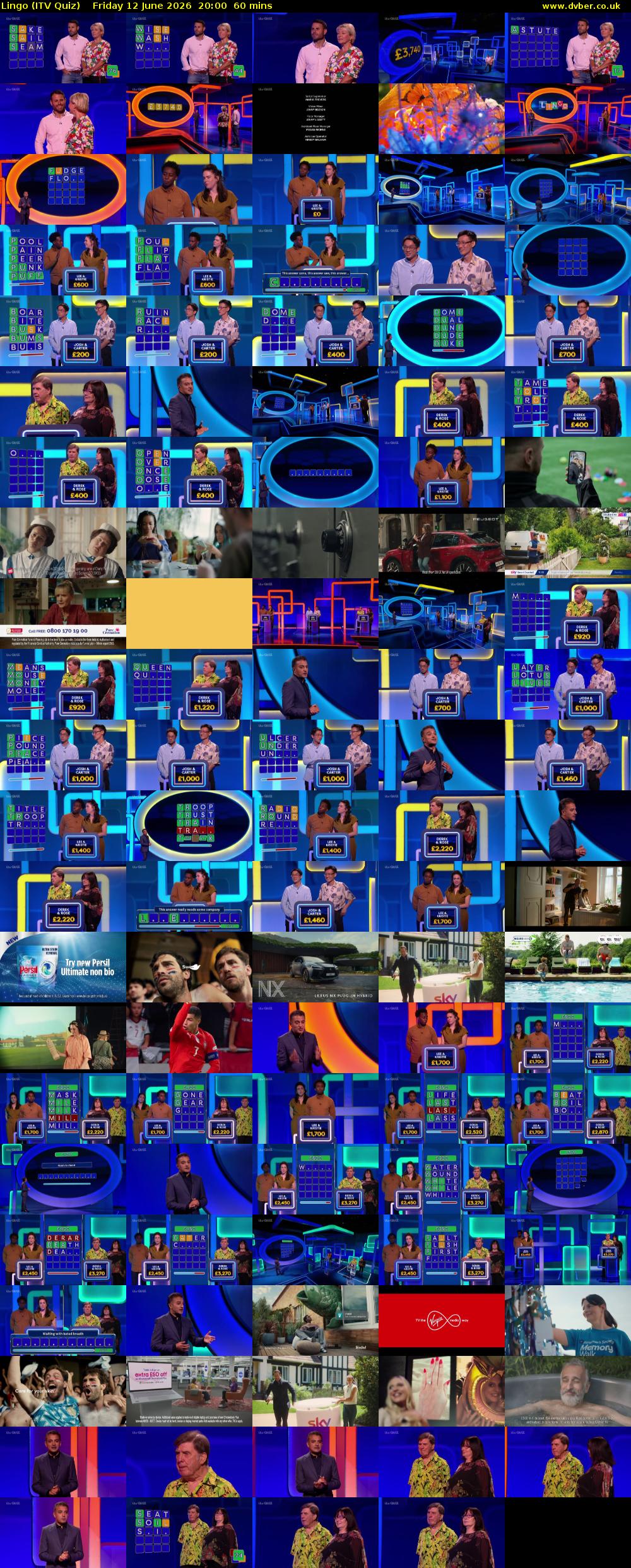 Lingo (ITV Quiz) Friday 12 June 2026 20:00 - 21:00