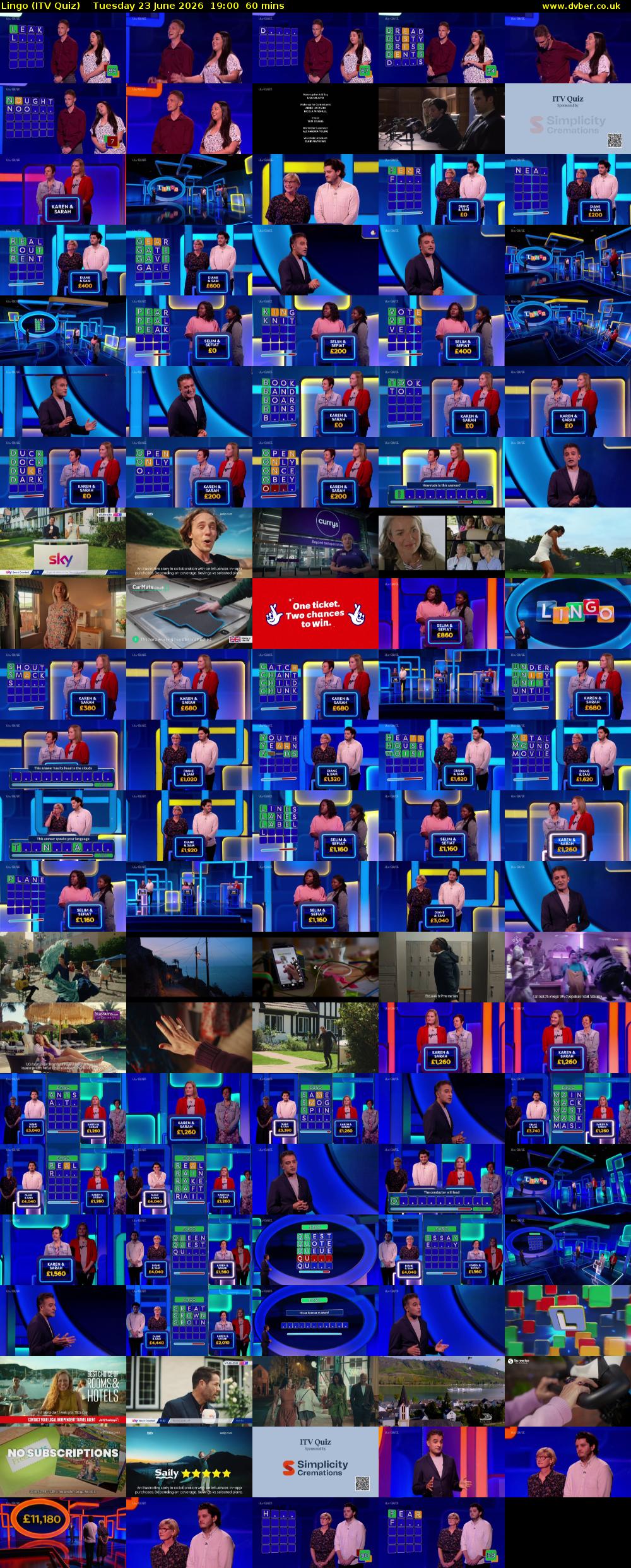 Lingo (ITV Quiz) Tuesday 23 June 2026 19:00 - 20:00
