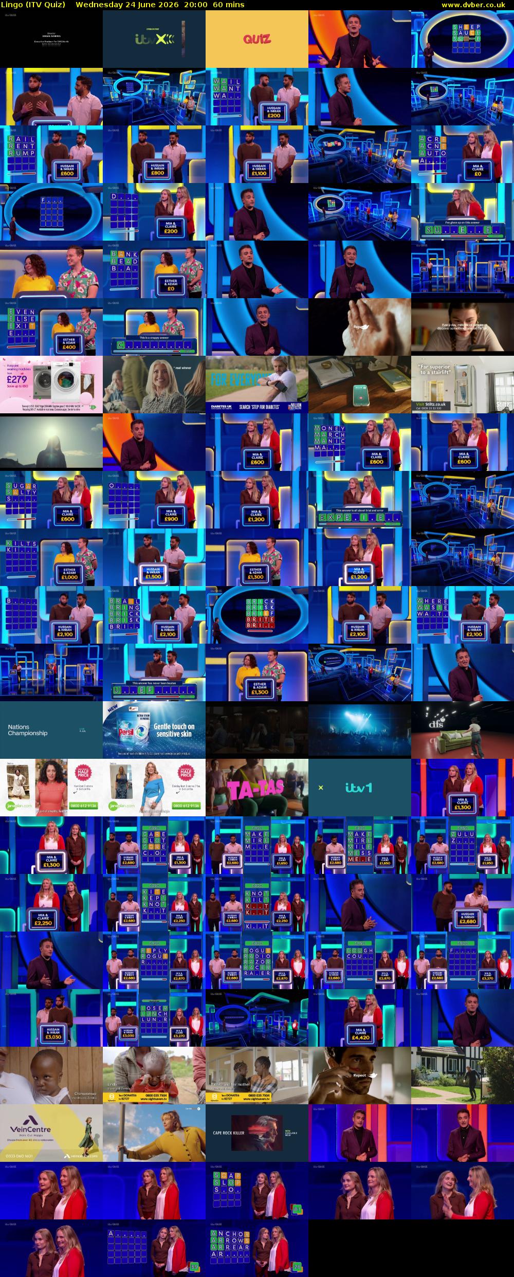 Lingo (ITV Quiz) Wednesday 24 June 2026 20:00 - 21:00