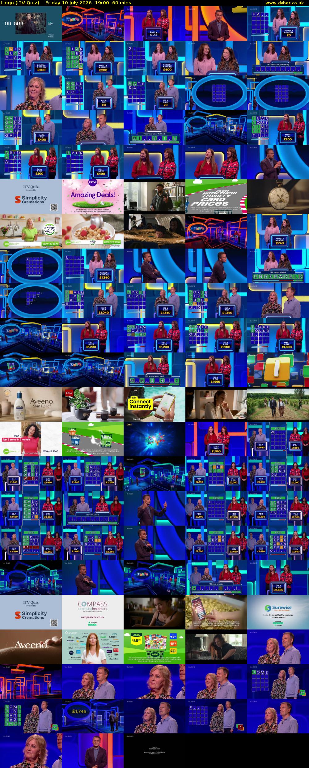 Lingo (ITV Quiz) Friday 10 July 2026 19:00 - 20:00