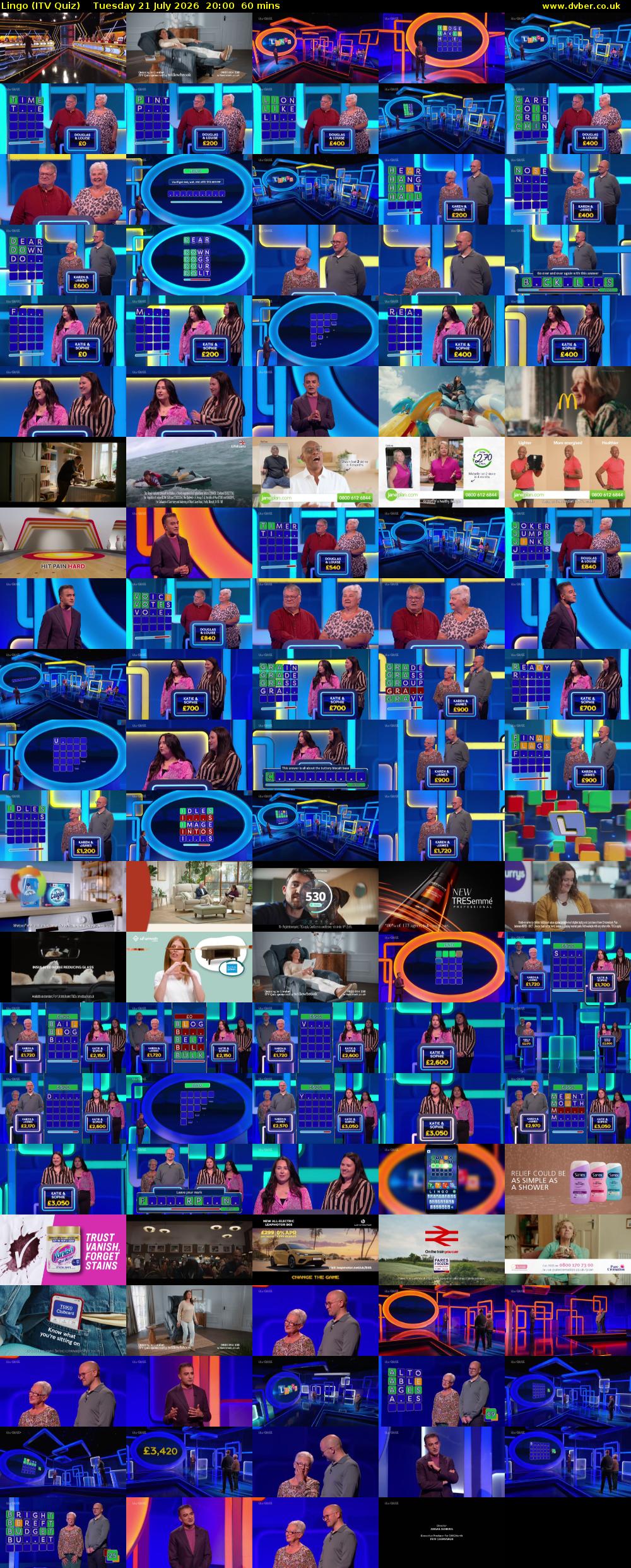 Lingo (ITV Quiz) Tuesday 21 July 2026 20:00 - 21:00