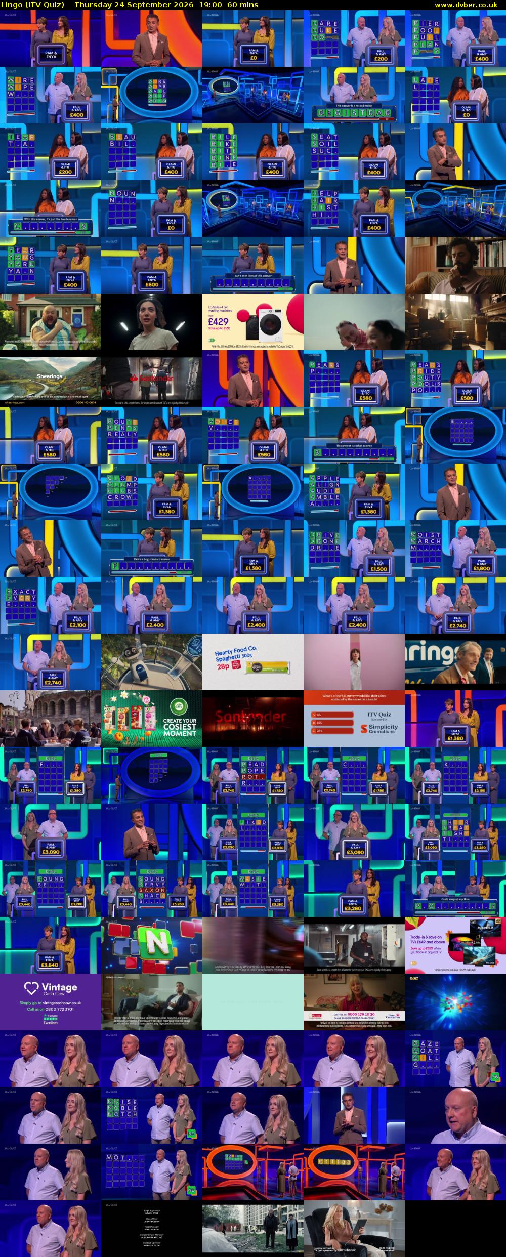 Lingo (ITV Quiz) Thursday 24 September 2026 19:00 - 20:00