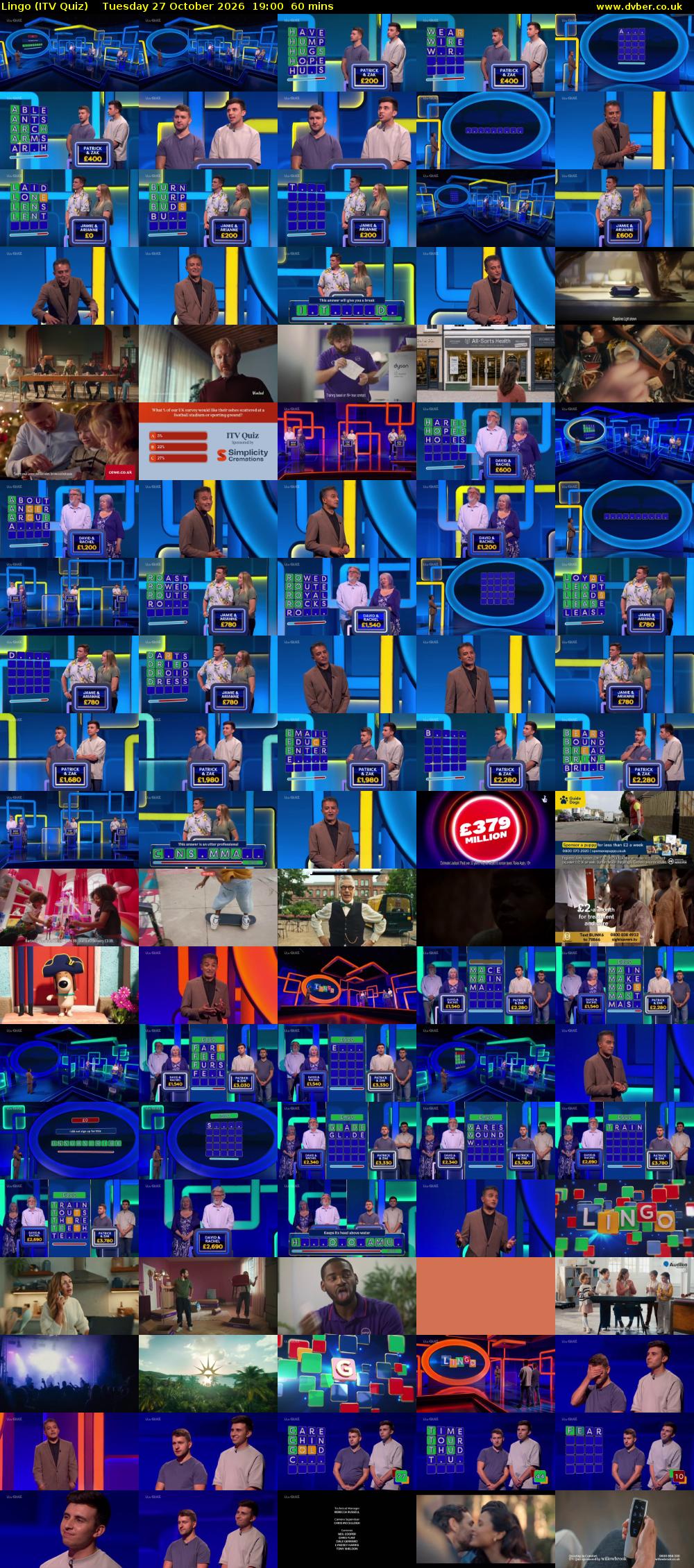 Lingo (ITV Quiz) Tuesday 27 October 2026 19:00 - 20:00