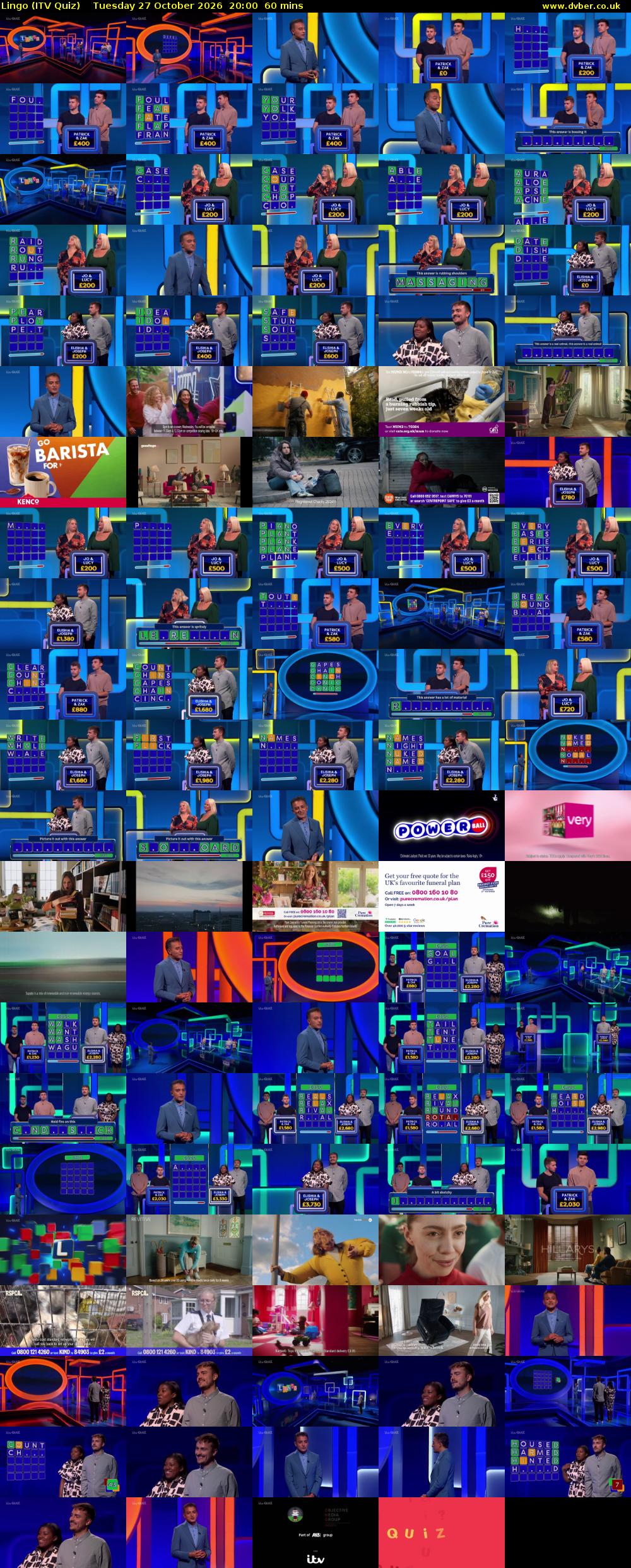 Lingo (ITV Quiz) Tuesday 27 October 2026 20:00 - 21:00