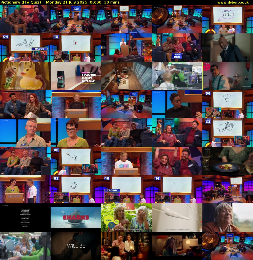 Pictionary (ITV Quiz) Monday 21 July 2025 00:00 - 00:30