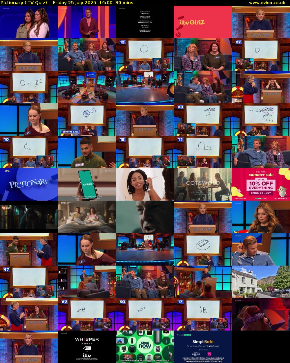 Pictionary (ITV Quiz) Friday 25 July 2025 14:00 - 14:30