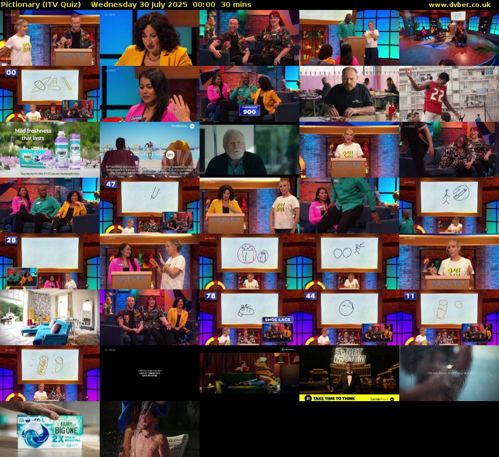 Pictionary (ITV Quiz) Wednesday 30 July 2025 00:00 - 00:30
